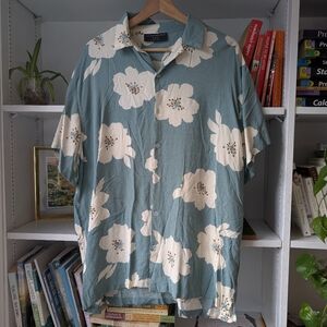 No Boundaries Men's Short Sleeve Button Up Shirt Flower Print Size XL.